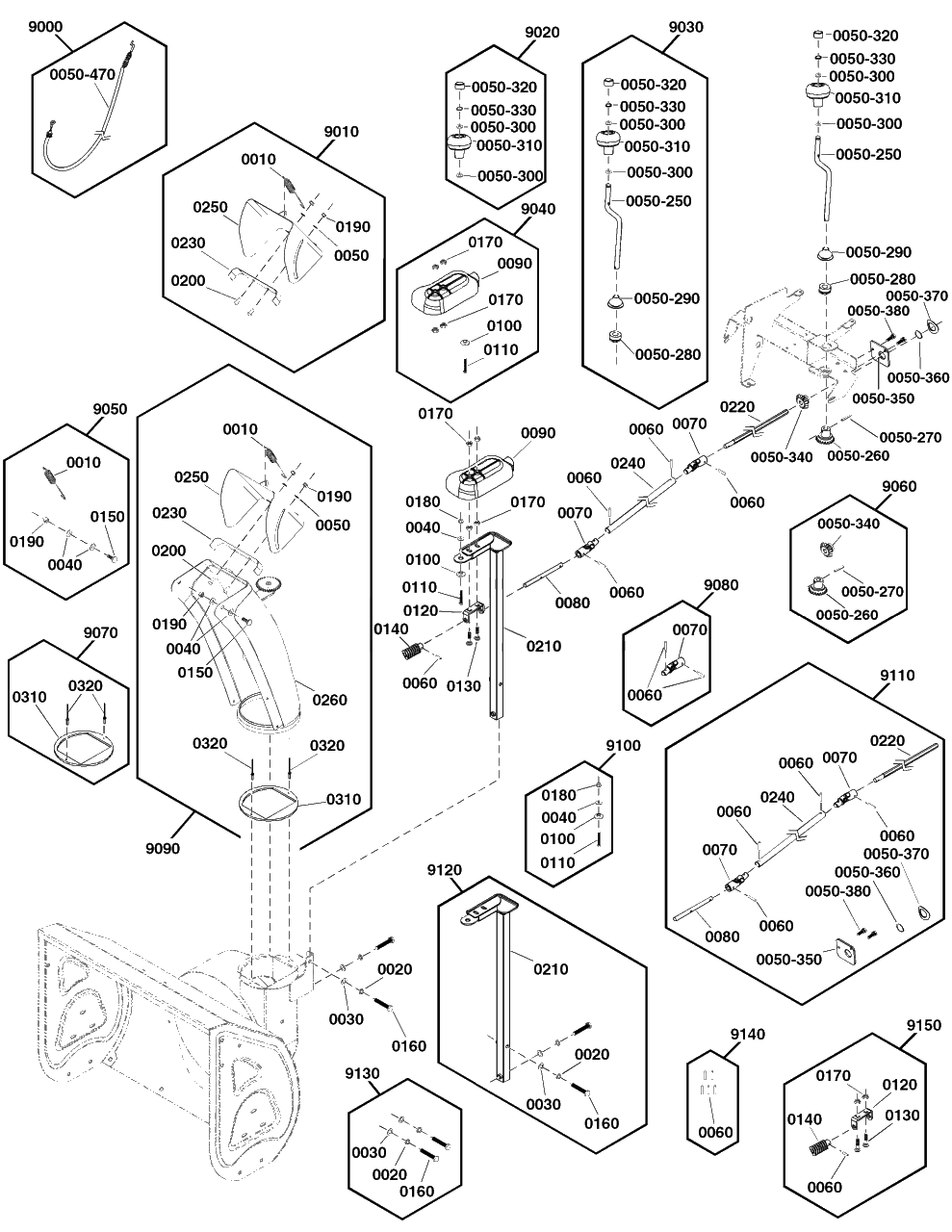 Discharge Chute Group Diagram and Parts List for S1026 (1697330-00)(2020) Briggs and Stratton Snow Blower